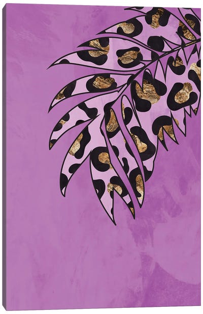 Pink Leopar Print Leaf Canvas Art Print - Sarah Manovski