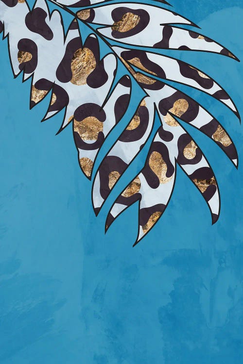 Blue Leopard Print Leaf