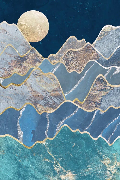 Metallic Moonlit Mountains by Sarah Manovski wall art
