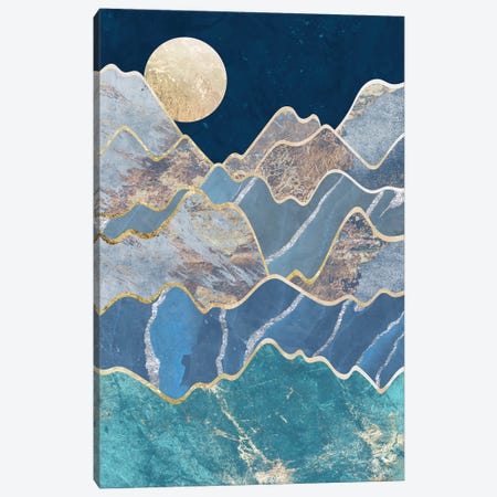 Metallic Moonlit Mountains Canvas Print #MVS10} by Sarah Manovski Canvas Art Print