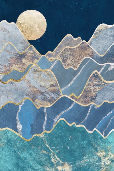 Blue & Gold: Metallic Moonlit Mountains by Sarah Manovski