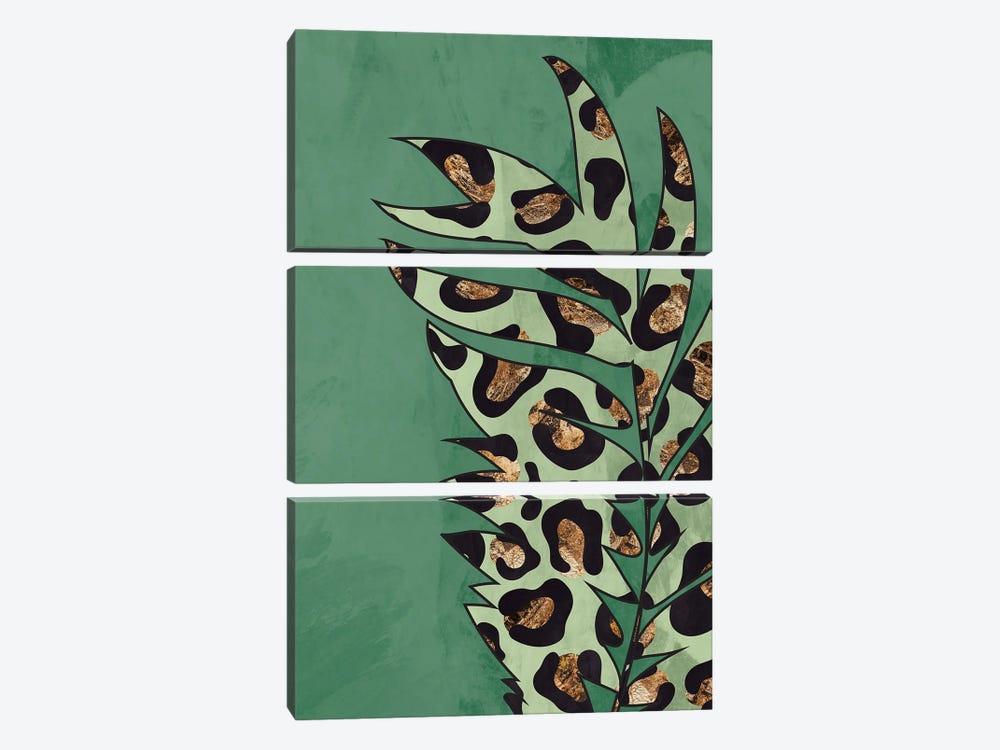 Green Leopard Print Leaf by Sarah Manovski 3-piece Art Print