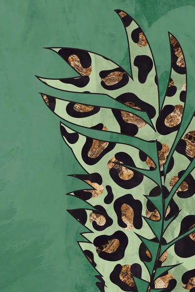 Sarah Manovski: Green Leopard Print Leaf by Sarah Manovski