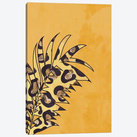 Yellow Leopard Print Leaf Canvas Print #MVS111} by Sarah Manovski Canvas Art