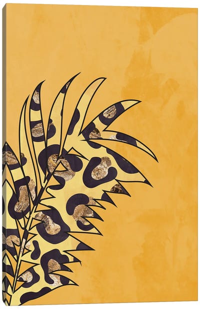 Yellow Leopard Print Leaf Canvas Art Print - Yellow Art
