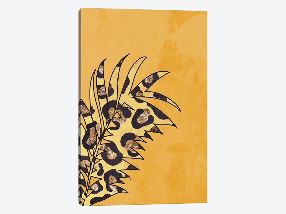 Yellow Leopard Print Leaf by Sarah Manovski 1-piece Canvas Wall Art