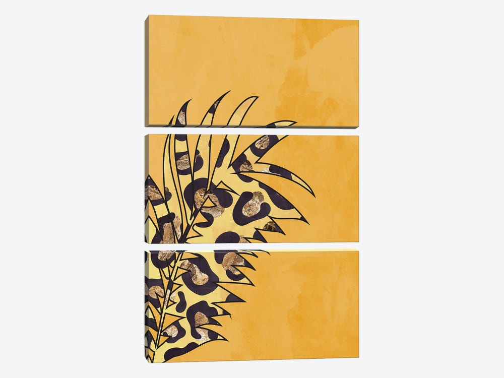 Yellow Leopard Print Leaf by Sarah Manovski 3-piece Canvas Artwork