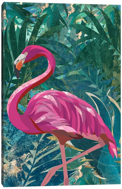 Flamigo In The Jungle Canvas Art Print - Jungles