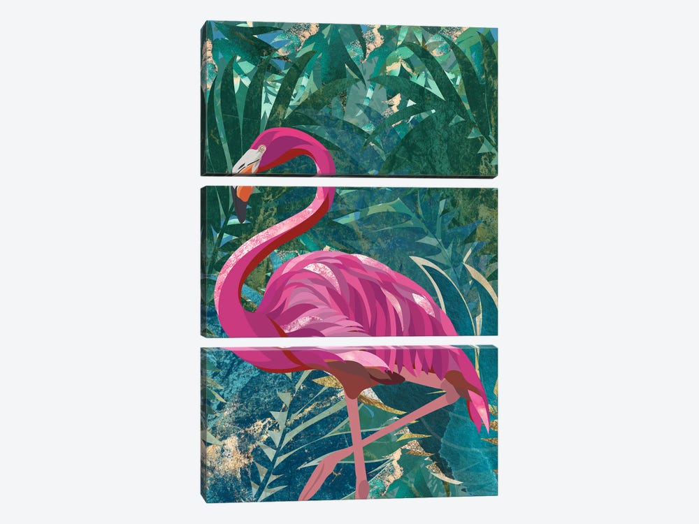 Flamigo In The Jungle by Sarah Manovski 3-piece Canvas Art Print