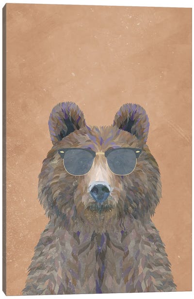 Cool Brown Bear Canvas Art Print - Brown Bear Art