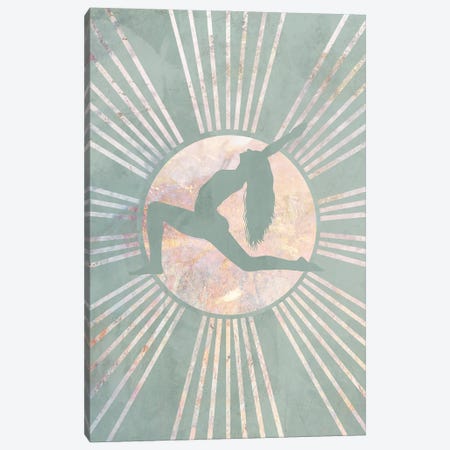 Boho Green Yoga Sun II Canvas Print #MVS147} by Sarah Manovski Canvas Wall Art