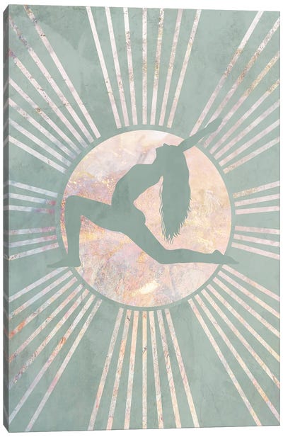 Boho Green Yoga Sun II Canvas Art Print - Yoga Art