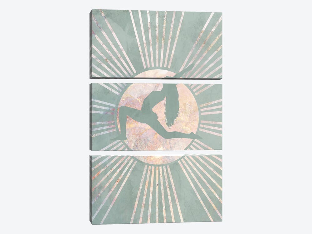 Boho Green Yoga Sun II by Sarah Manovski 3-piece Art Print