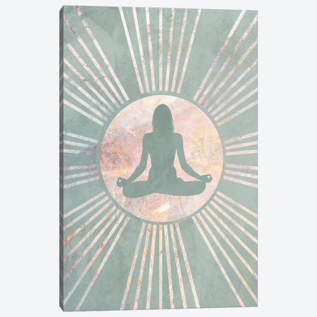 Boho Green Yoga Sun III Canvas Print #MVS148} by Sarah Manovski Canvas Art Print