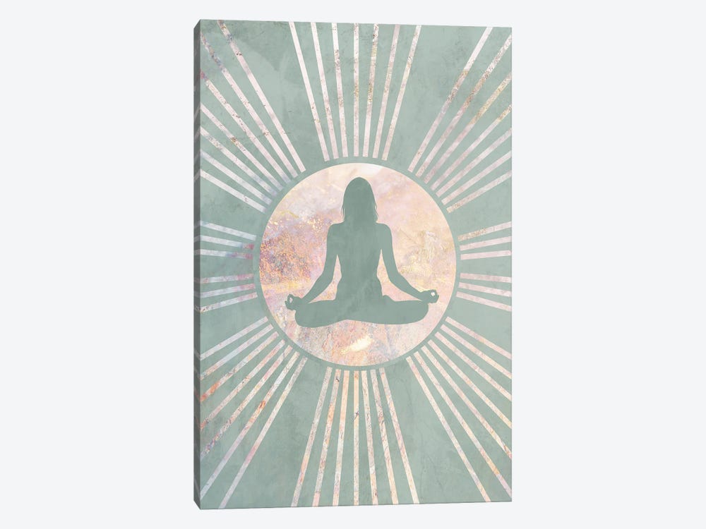 Boho Green Yoga Sun III by Sarah Manovski 1-piece Canvas Wall Art
