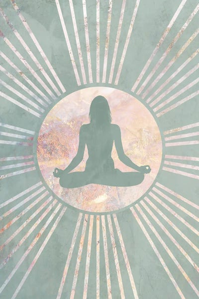 Sarah Manovski: Boho Green Yoga Sun III by Sarah Manovski