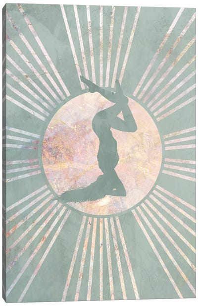 Boho Green Yoga Sun IV Canvas Art Print - Sarah Manovski