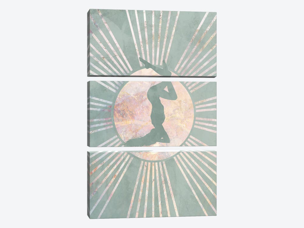 Boho Green Yoga Sun IV by Sarah Manovski 3-piece Art Print