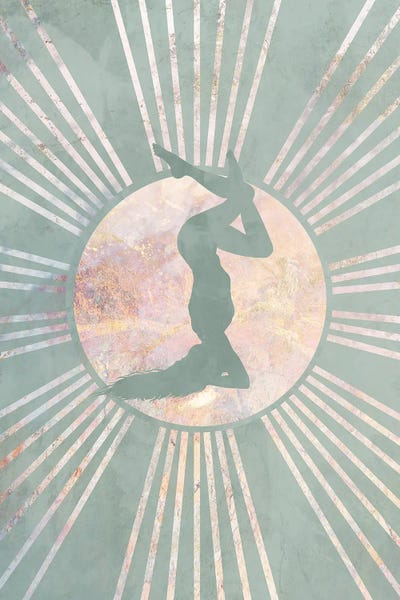 Sarah Manovski: Boho Green Yoga Sun IV by Sarah Manovski