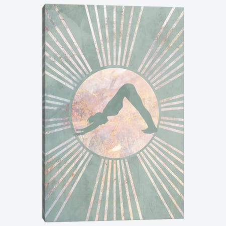 Boho Green Yoga Sun V Canvas Print #MVS150} by Sarah Manovski Canvas Artwork