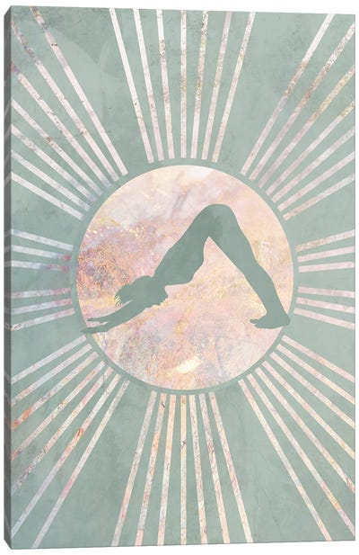 Boho Green Yoga Sun V Canvas Art Print - Yoga Art