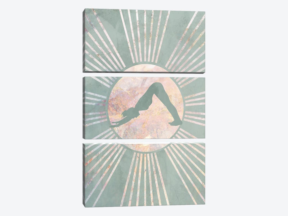 Boho Green Yoga Sun V by Sarah Manovski 3-piece Art Print