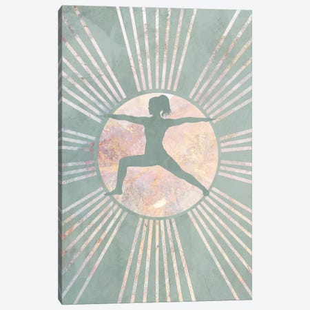 Boho Green Yoga Sun VI Canvas Print #MVS151} by Sarah Manovski Canvas Wall Art