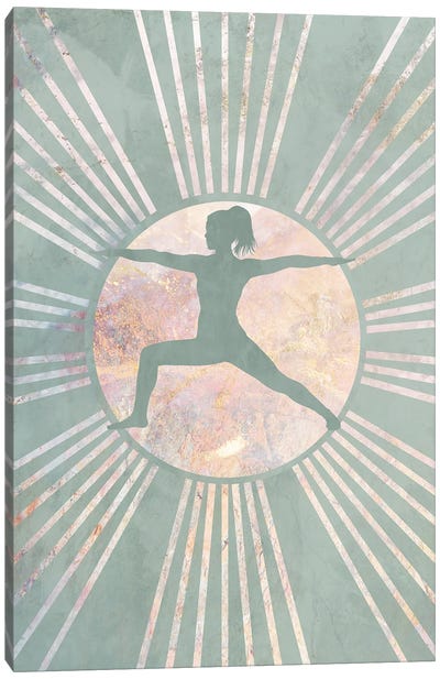 Boho Green Yoga Sun VI Canvas Art Print - Sarah Manovski