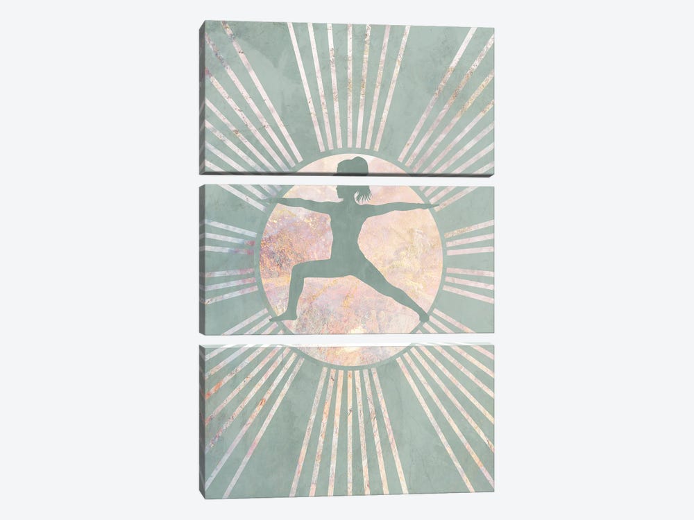 Boho Green Yoga Sun VI by Sarah Manovski 3-piece Canvas Artwork