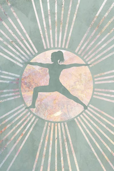 Yoga: Boho Green Yoga Sun VI by Sarah Manovski