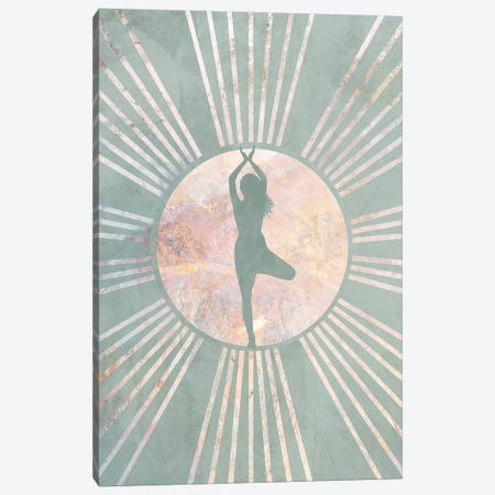 Boho Green Yoga Sun VII Canvas Print #MVS152} by Sarah Manovski Canvas Artwork