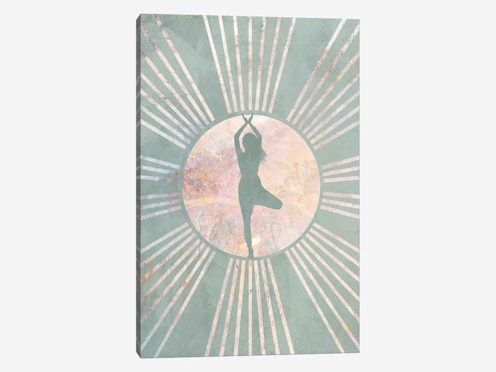 Boho Green Yoga Sun VII by Sarah Manovski 1-piece Art Print
