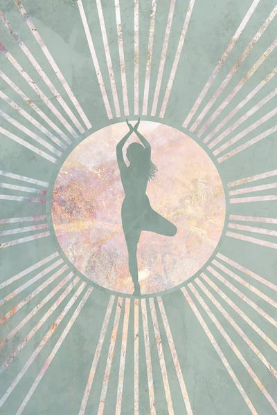Yoga: Boho Green Yoga Sun VII by Sarah Manovski
