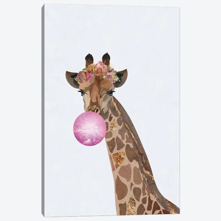 Bubblegum Giraffe Canvas Print #MVS15} by Sarah Manovski Canvas Art