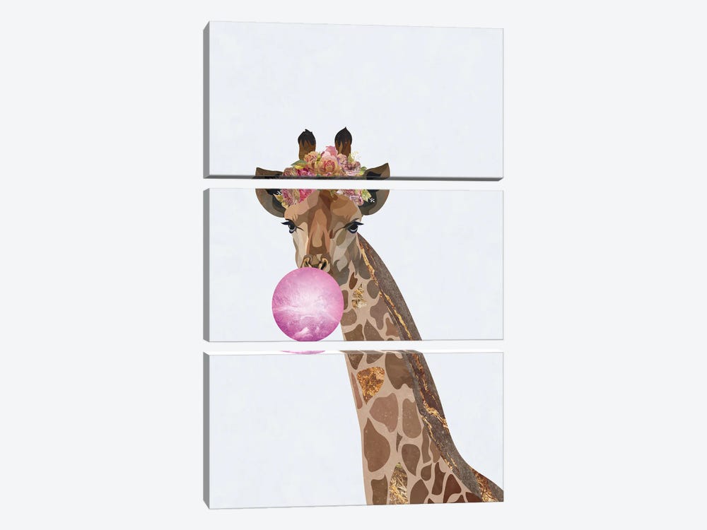Bubblegum Giraffe by Sarah Manovski 3-piece Canvas Art