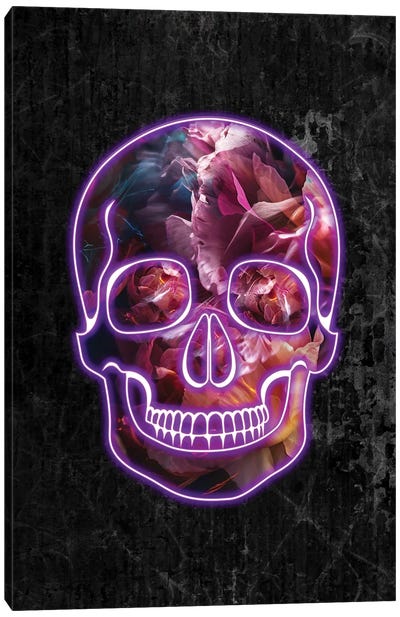 Halloween Neon Skull Canvas Art Print - Sarah Manovski