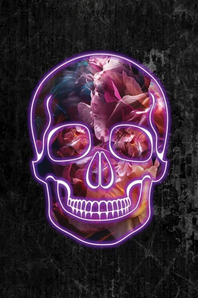 Sarah Manovski: Halloween Neon Skull by Sarah Manovski
