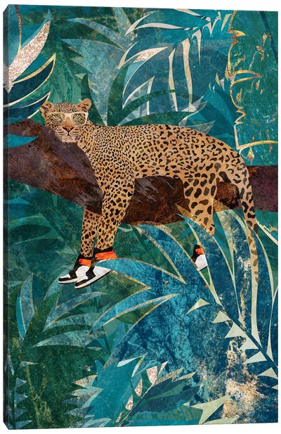 Leopard Wearing Sneakers Canvas Art Print - Leopard Art