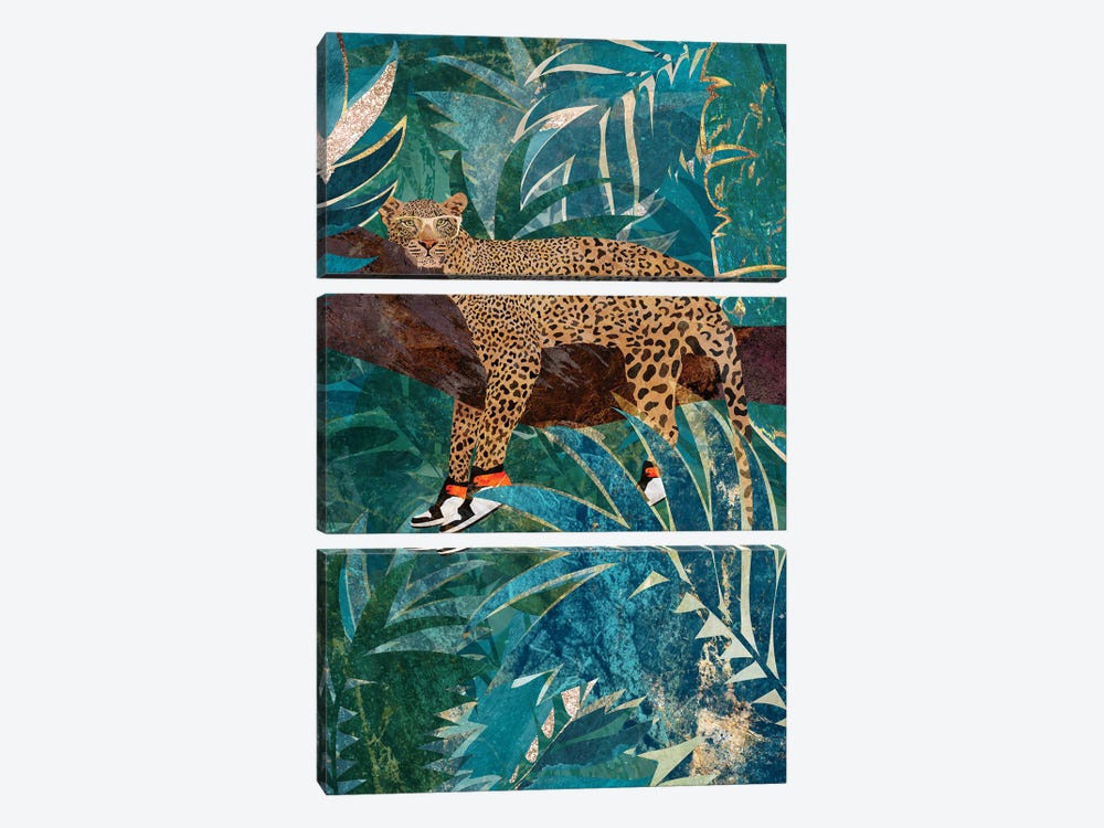 Leopard Wearing Sneakers by Sarah Manovski 3-piece Canvas Print