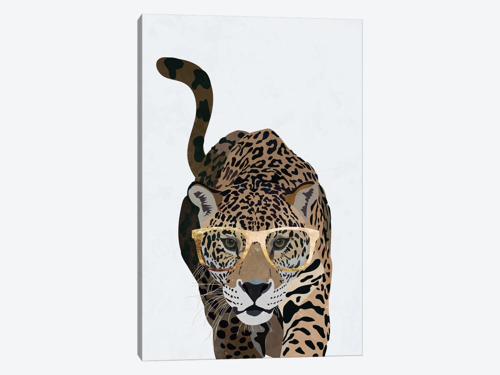 Curious Jaguar Wearing Glasses by Sarah Manovski 1-piece Canvas Art