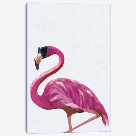 Heart Glasses Flamingo Canvas Print #MVS19} by Sarah Manovski Art Print