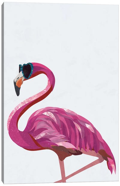 Heart Glasses Flamingo Canvas Art Print - Sarah Manovski