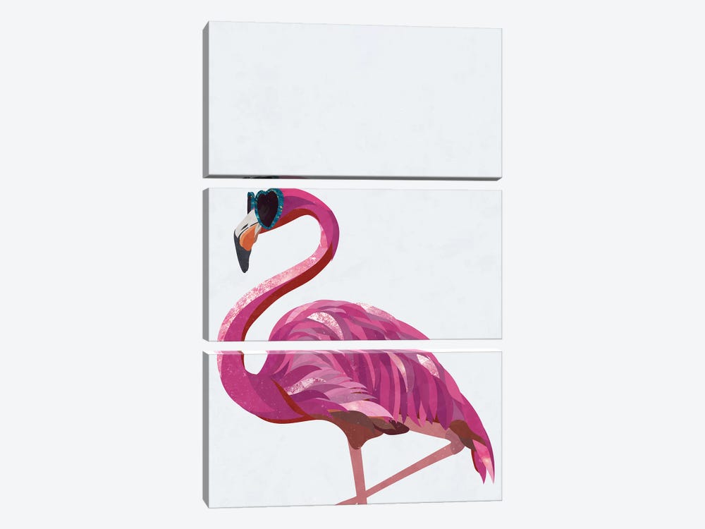 Heart Glasses Flamingo by Sarah Manovski 3-piece Canvas Art