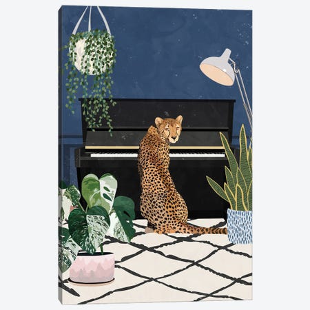 Cheetah Playing Piano Canvas Print #MVS20} by Sarah Manovski Canvas Wall Art