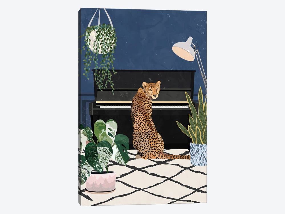 Cheetah Playing Piano by Sarah Manovski 1-piece Canvas Wall Art
