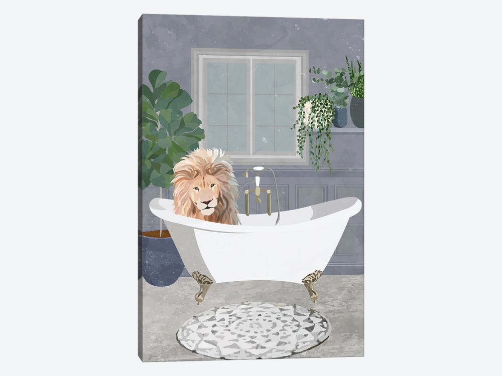 Lion Taking A Bath by Sarah Manovski 1-piece Canvas Print