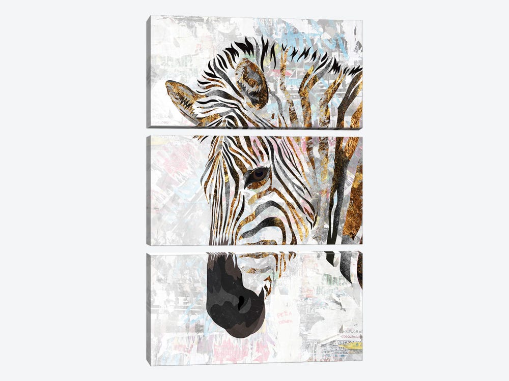 Grunge Zebra Metallic Gold by Sarah Manovski 3-piece Canvas Print