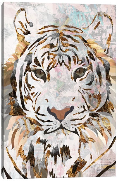Grunge Tiger Metallic Gold Canvas Art Print - Sarah Manovski