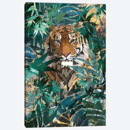 Tiger In The Jungle Canvas Print #MVS2} by Sarah Manovski Canvas Wall Art