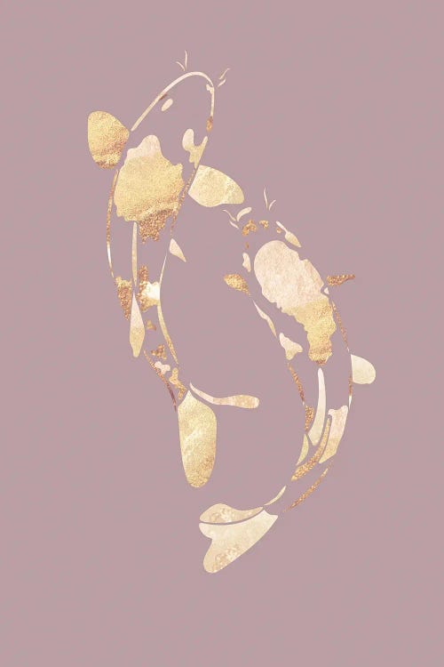 Koi Fish I Gold Silhouette Pink